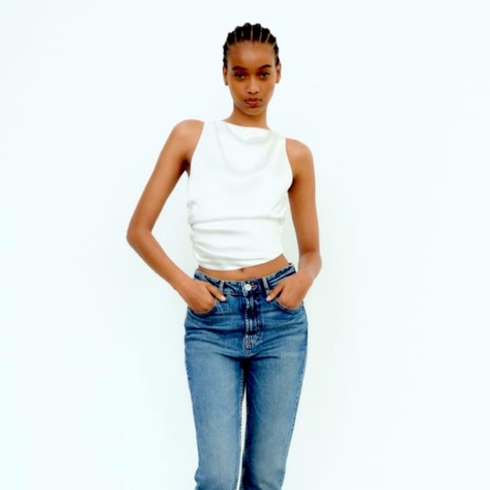 XL Zara Satin Top in White. Brand new with tags.